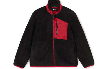 LACOSTE Velvet-feel Coat Men's Black