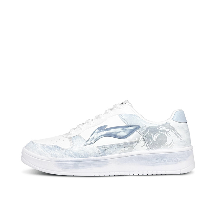Li-Ning 'Floating Boat' Cloud Glaze White Wave Hand-Painted Low-Top Skate Shoes Men's