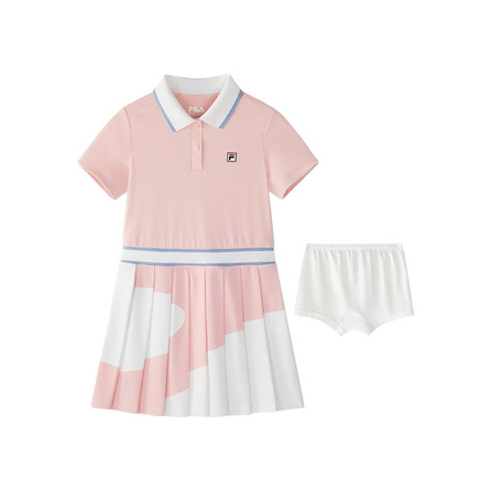 FILA KIDS Dress SS25 PERFORMANCE Series Polo Sport Lightweight Comfortable Versatile Fashion Light Gauze Pink Toddler/Little Kid