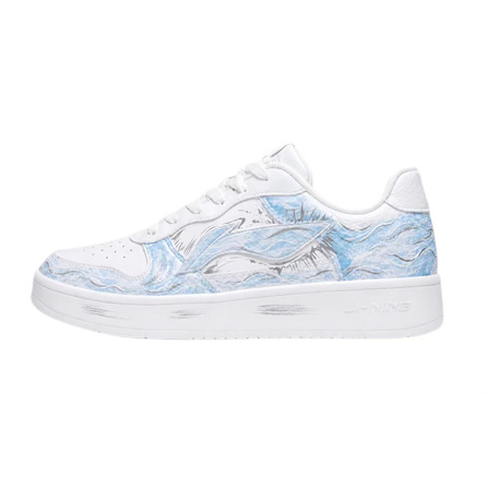 [Custom Sneakers] Li-Ning Floating Boat Ice Field Wave Breaking Campus Style Versatile Trendy Casual Street Culture Hand-Painted Personalized Niche Commute Wear-Resistant Lightweight Breathable Low-Top Skate Shoes Unisex Sky Blue