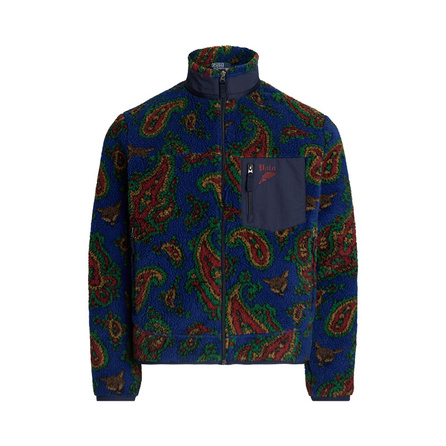 Polo Ralph Lauren FW24 Pattern Mock Neck Zipper Fleece Long Sleeve Jacket Coat Men's Royal Blue