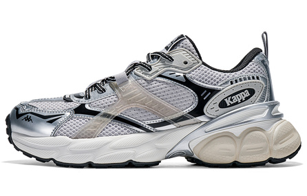 Kappa Anti-Slip Wear-Resistant Low-Top Chunky Sneakers Unisex Silver