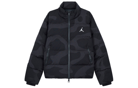 Jordan Flight Heritage Solid Stand Collar Zip Casual Down Jacket Men's Black