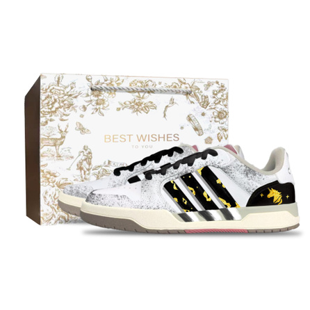 Custom Sneakers adidas neo Entrap Year of the Horse Gift Box Black Gold Unicorn Wear-Resistant Lightweight Breathable Low-Top Skate Shoes Unisex