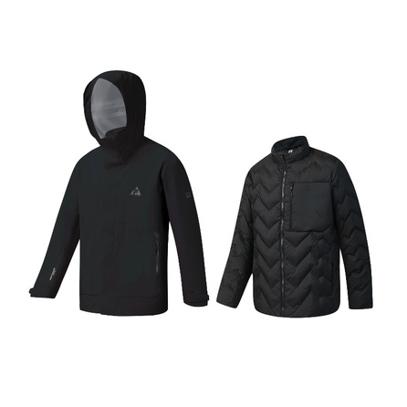 FILA EXPLORE Breathable Shell 3-in-1 Outdoor Hooded Zip Long Sleeve Waterproof Warm Jacket Men's