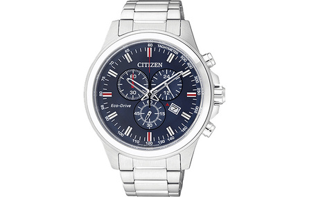 CITIZEN Eco-Drive Series Sport Casual Multifunction Solar Quartz Movement Stainless Steel Strap Men's Watch 42mm Blue Dial AT2310-57L