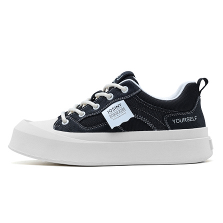 JOSINY Heightening Minimalist Platform Casual Classic Campus Comfort Versatile Lightweight Trendy Soft Cushioning Durable Anti-Slip Balanced Lightweight Breathable Low-Top Sneakers Men's Black