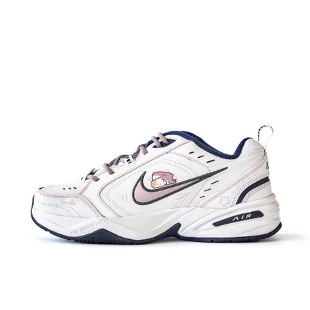 Nike Air Monarch 4 Anti Slip Wear Resistant Low Top Chunky Sneakers Unisex White Pink