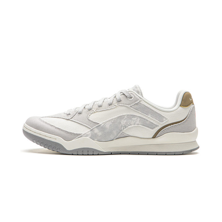 LiNing Moon White Retro Summer Breathable Lightweight Cushioning Classic Fashion Sport Lifestyle Low-Top Skate Shoes Men's White Gray