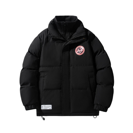 KW Fake Two-Piece Stand Collar Letter Badge Mountain Style Outdoor Windproof Cold Resistant Warm Loose Thick Long Sleeve Padded Coat Unisex