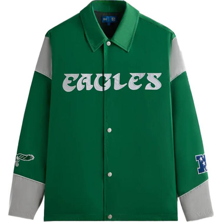 KITH x NFL Collaboration FW24 Comfort Retro Lapel Long Sleeve Jacket Coat Men's Parrot Green