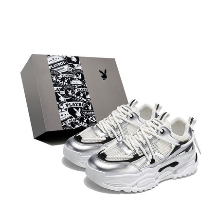 Playboy Y2K Heavy Duty Functional Style Paris Light Luxury Premium Trendy Street Daily Commute Casual Sports Comfortable Versatile Thick Sole Height Increasing Wear-Resistant Breathable Non-Slip Low-Top Dad Shoes Men's Gift Box Edition