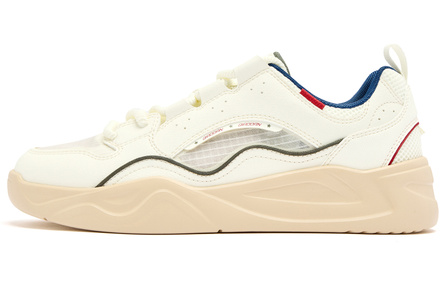 Qiaodan Wave Shoes Synthetic Leather Mesh Netting Casual Versatile Trendy Fashion Comfortable Platform Height-Increasing Wear-Resistant Lightweight Slip-Resistant Low-Top Skate Shoes Men's Beige