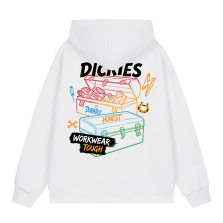 Dickies High Gram Weight Plus Size Fits Up To 300 Jin American Retro High Street Creative Hand-Painted Brand Logo Print Loose Casual Daily Commute Fashion Trendy Classic Versatile Hooded Pullover Comfortable Breathable Base Layer Sweatshirt Unisex