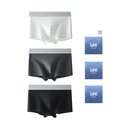 Lee Cotton Antibacterial Skin-Friendly Breathable High-Elastic Solid Color Mid-Rise Boxer Briefs Men's Gift Set