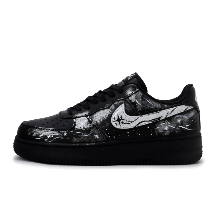 Nike Air Force 1 Night Legend PU Racing Car Graffiti Street Fashion Versatile Trendy Couple Low-Top Skate Shoes Unisex Ultimate Black