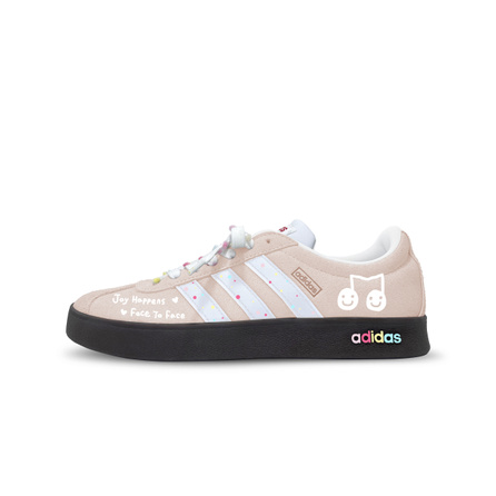 [Custom Sneakers] adidas Vl Court Classic Pink Tone Notes Fashion Versatile Trendy Hand-Painted Sweet Cute Daily Commute Non-Slip Shock-Absorbing Wear-Resistant Low-Top German Training Shoes Unisex Pink