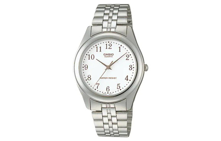 CASIO STANDARD Series Water-Resistant Quartz Movement Stainless Steel Strap Men's Watch White Dial MTP-1129AA-7BJH