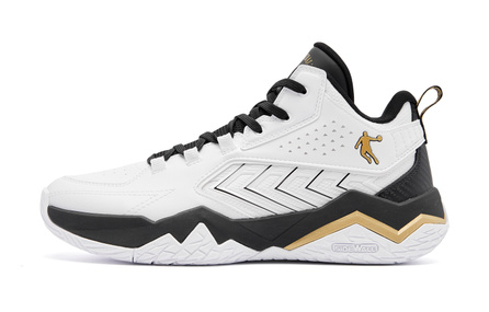 Jordan 'City Hero' Light Speed Tech Semi-Leather Design Mid-Top Basketball Shoes Men's White Black