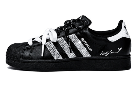 [Custom Sneakers] adidas originals SUPERSTAR Star Black Shell GS Shell Toe Niche Street Vibe Casual Daily Black White Layered Low-Top Skate Shoes Unisex Matte Black