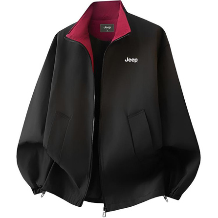 Jeep American High Street Vintage Trendy Comfortable Brand Logo Print Design Color-Block Stand Collar Minimalist Cardigan Coach Bomber Windproof Cold-Proof Workwear Lightweight Top Outdoor Sports Windproof Versatile Couple Jacket Unisex