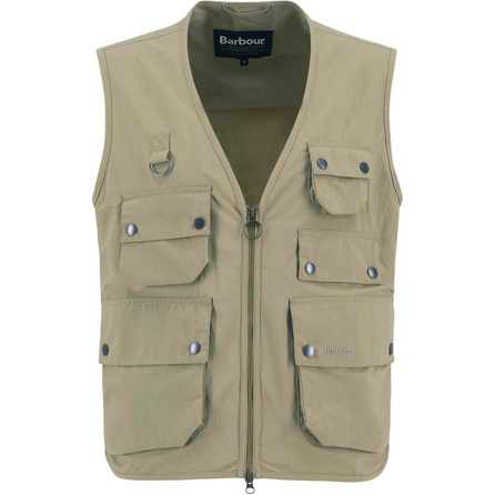 BARBOUR FW25 V-Neck Zipper Multi-Pocket Logo Detail Vest Men's