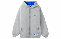 Champion FW24 ACTION STYLE Patchwork Embroidered Small C-Logo Warm Comfortable Casual Versatile Thick Fleece Lined Hooded Cotton Jacket Unisex светло-серый