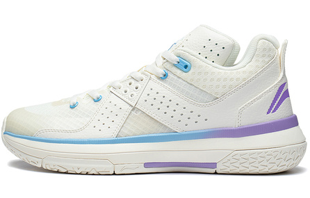 LINING All City 5 Basketball Shoes Men Mid-Top White Blue/Purple