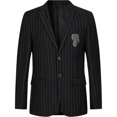 KARL LAGERFELD Business Daily Gathering Solid Stripe Print Suit Jacket Men's