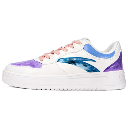 [Custom Sneakers] Anta Dreamy Starry Sky Mercury Leather Synthetic Leather Commute Casual Wrap-Around Non-Slip Wear-Resistant Lightweight Breathable Low-Top Skateboard Shoes Unisex Purple