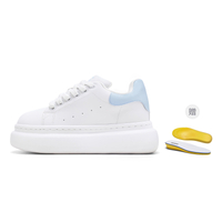 MINISO Trendy Fashionable Versatile Student Couple's Campus Style Outdoor Commute Travel Street Casual Sports Thick Sole Insole Internal External Height Increase 10CM Wear-Resistant Breathable Comfortable Anti-Slip Soft Elastic Skate Shoes Unisex Белая и синяя 【Свободная утягивающая стелька】