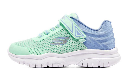 Skechers Flex Blast Anti Kick Cushioning Slip Resistant Kids Lifestyle Shoes Green Blue Teenagers