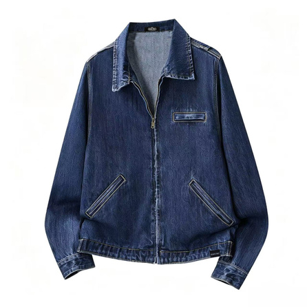 SESAME STREET American Workwear Multi-Pocket Vintage Washed Distressed Fashion Casual Loose Drop Shoulder Lapel Denim Jacket Men's