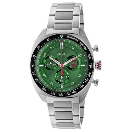 GUCCI Interlocking Watch Quartz Movement Stainless Steel Bracelet 41mm Green Dial Men's Watch 100m Water Resistant