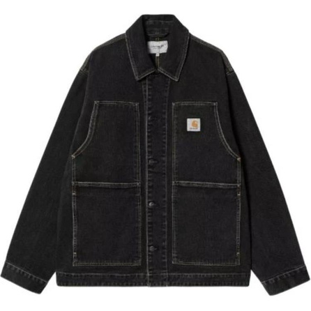 Carhartt WIP Logo Lapel Single-Breasted Long Sleeve Denim Jacket Men's Black