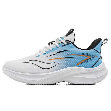 HUANQIU Lightweight Casual Sports Shoes Men Fabric Cushioning Breathable Slip-Resistant Low-Top Running Shoes Men's White Blue