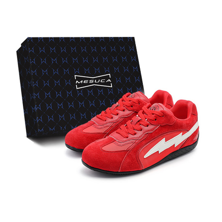 MESUCA Pigskin Racing Shoes Retro Classic Versatile Comfort Breathable Anti-Slip Shock Absorption Wear-Resistant Lightweight Low-Top Casual Lifestyle Shoes Unisex Red