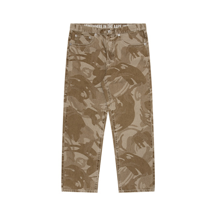 Aape FW23 Ape Face Letter Camo Print Casual Straight Leg Jeans Men's