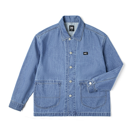 Lee SS25 Loose-Fit Workwear Style Trendy Versatile Denim Jacket Unisex Light Blue