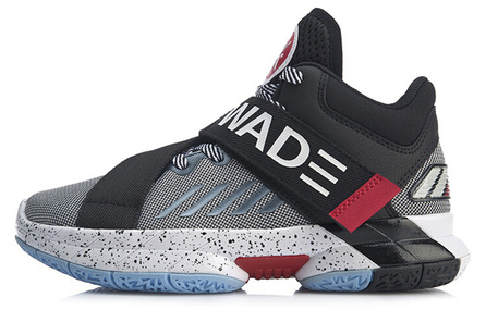 Li-Ning Kids WOW Game-Ready Non-Slip Shock Absorption Wear-Resistant Bounce Mid-Top Kids Basketball Shoes Gray Black Youth
