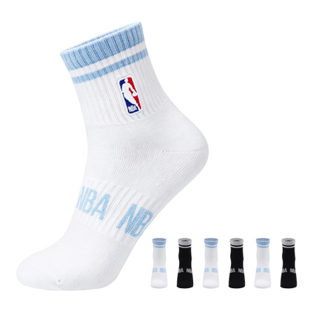 NBA Four-Season High Elastic Non-Slip Student Mid-Calf Sports Sweat-Absorbing Breathable Trendy Versatile Basketball Socks Men's 6-Pack