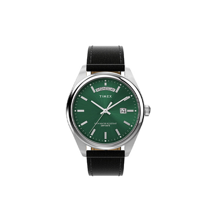 TIMEX Legacy Series Watch Quartz Movement Leather Strap 41mm Green Dial Men's Business Style