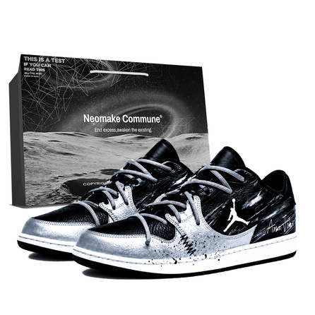 [Custom Sneakers] Jordan COURT CONNECT Silver Ink Dark Strike Gift Bag Premium Niche Outdoor Trendy Hand-Painted Detail Design Sneakers Men's