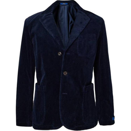 Polo Ralph Lauren Solid Color Suede Single-Breasted Long Sleeve Blazer Men's Blue
