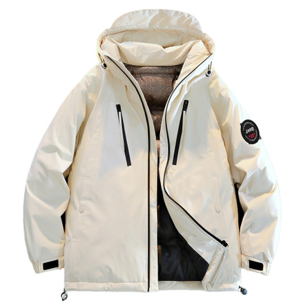 Jeep Black Gold Water-Repellent Fashion Versatile Heat-Accumulating Lining Windproof Thickened Sub-Zero Cold-Resistant Fleece-Lined Hooded Warm Padded Jacket Unisex