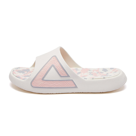 Peak Taiji Classic Slides Milk Coffee Sports Casual Versatile Fashion Comfortable Trendy Silent Slip-Resistant Wear-Resistant Single Strap Flip Flops Unisex Canvas White Pink