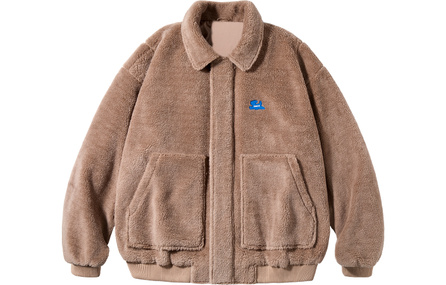 PSO Brand Puppy Series Faux Lamb Wool Solid Color Plush Thickened Lapel Shearling-Like Coat