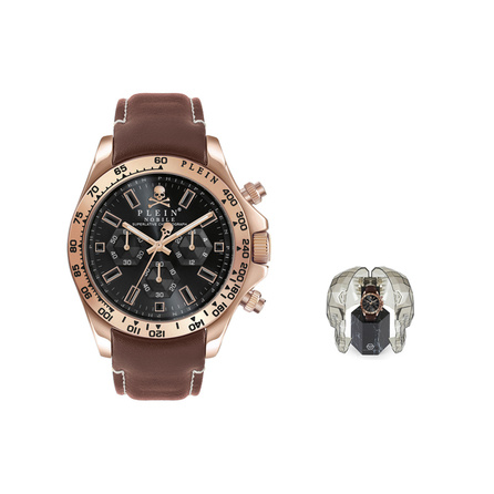 PHILIPP PLEIN Wrist Watch Quartz Movement Genuine Leather Strap 43mm Black Dial Men's Watches