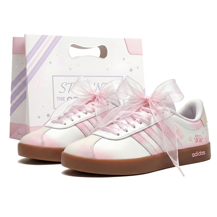 [Custom Sneakers] adidas VL COURT 3.0 Cat Paw Phantom Yarn Gift Bag Edition Premium Niche Classic Retro Fresh Artistic Daily Commute Couple Gift Shock-Absorbing Wear-Resistant Lightweight Low-Top Skate Shoes Unisex
