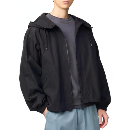 UNIQLO Simple Comfortable Versatile Hooded Casual Long Sleeve Jacket Coat Men's Black